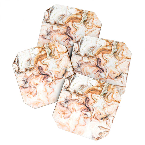 Marta Barragan Camarasa Abstract pink marble mosaic Coaster Set