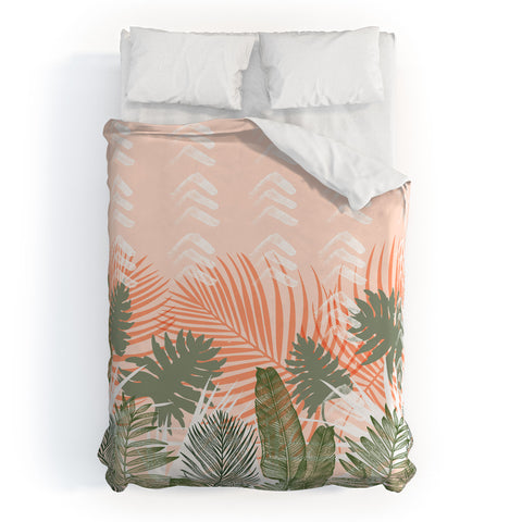 Marta Barragan Camarasa Abstract tropical plants pastel Duvet Cover