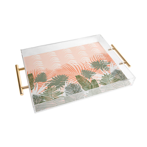 Marta Barragan Camarasa Abstract tropical plants pastel Acrylic Tray