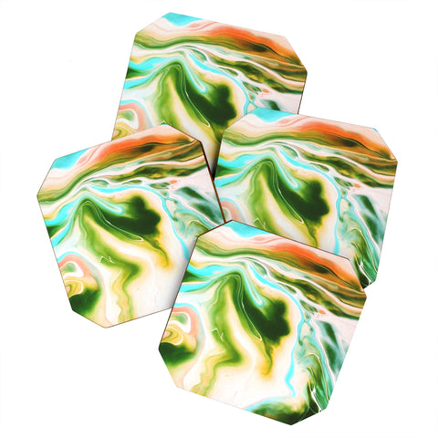 Marta Barragan Camarasa Abstract watercolor marble I Coaster Set