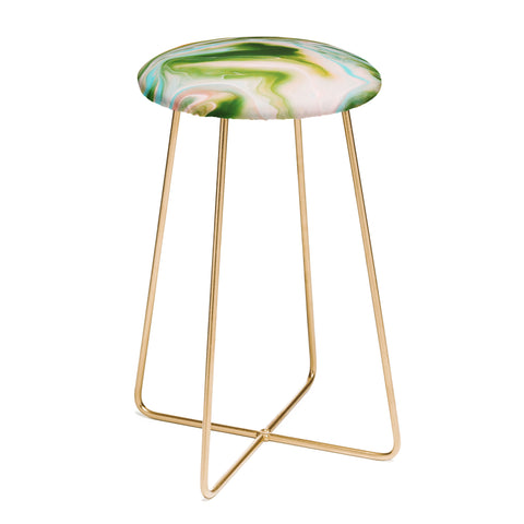 Marta Barragan Camarasa Abstract watercolor marble I Counter Stool
