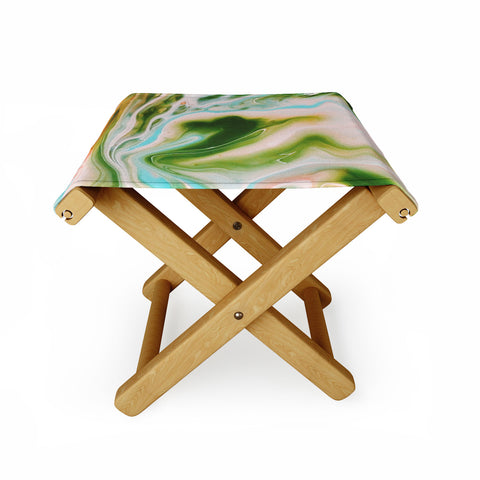 Marta Barragan Camarasa Abstract watercolor marble I Folding Stool