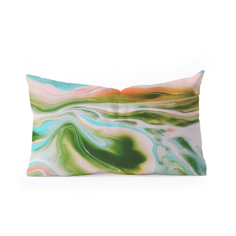 Marta Barragan Camarasa Abstract watercolor marble I Oblong Throw Pillow