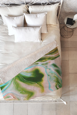 Marta Barragan Camarasa Abstract watercolor marble I Fleece Throw Blanket