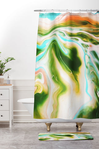 Marta Barragan Camarasa Abstract watercolor marble I Shower Curtain And Mat