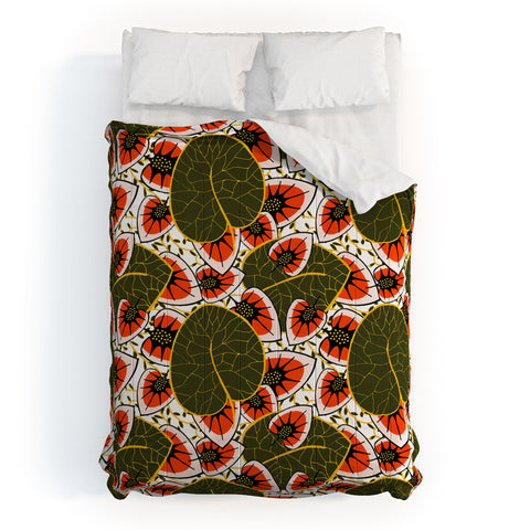Marta Barragan Camarasa African leaves and flowers pattern Comforter