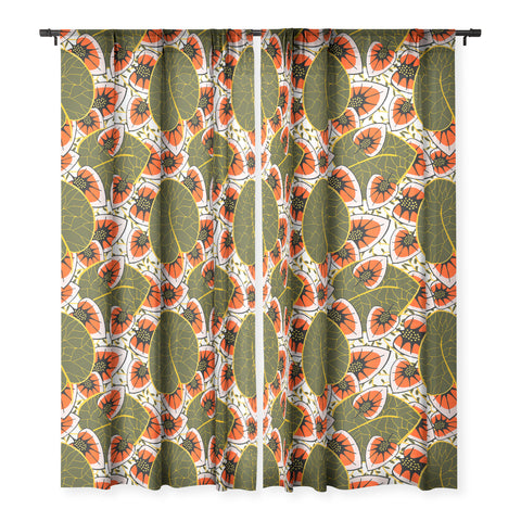 Marta Barragan Camarasa African leaves and flowers pattern Sheer Window Curtain
