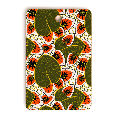 Marta Barragan Camarasa African leaves and flowers pattern Cutting Board Rectangle
