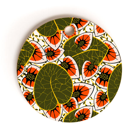 Marta Barragan Camarasa African leaves and flowers pattern Cutting Board Round