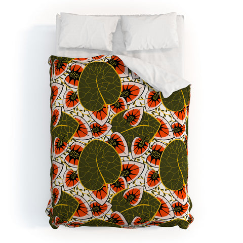 Marta Barragan Camarasa African leaves and flowers pattern Duvet Cover