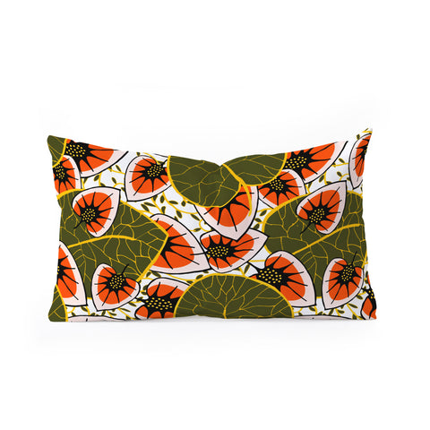 Marta Barragan Camarasa African leaves and flowers pattern Oblong Throw Pillow