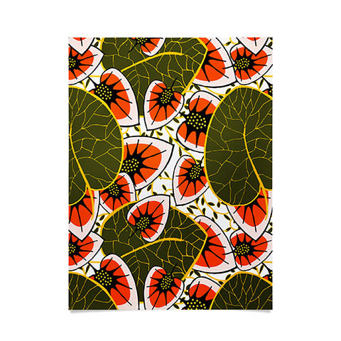 Marta Barragan Camarasa African leaves and flowers pattern Poster