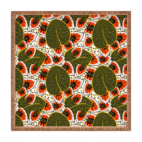 Marta Barragan Camarasa African leaves and flowers pattern Square Tray