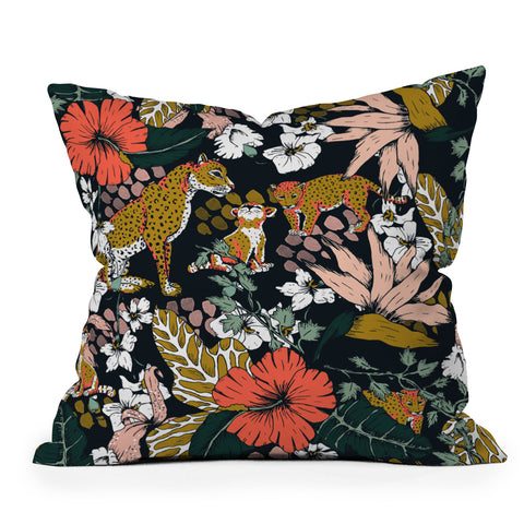 Marta Barragan Camarasa Animal print dark jungle Outdoor Throw Pillow
