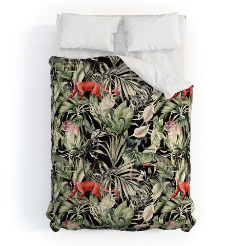 Marta Barragan Camarasa Animals in the dark of the jungle Duvet Cover