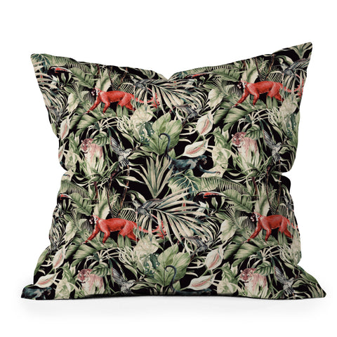 Marta Barragan Camarasa Animals in the dark of the jungle Outdoor Throw Pillow