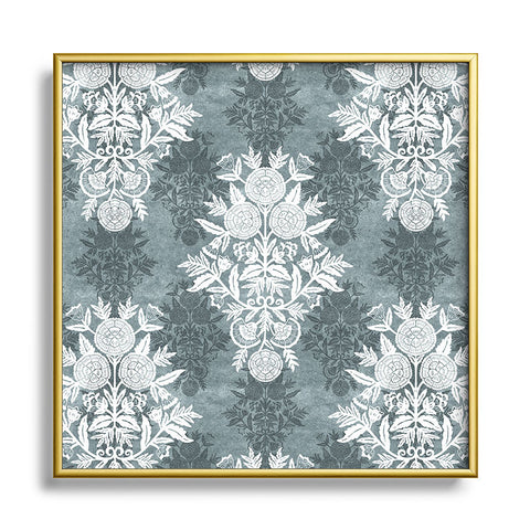 Marta Barragan Camarasa Antique Victorian Floral Square Metal Framed Art Print