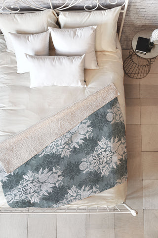 Marta Barragan Camarasa Antique Victorian Floral Fleece Throw Blanket