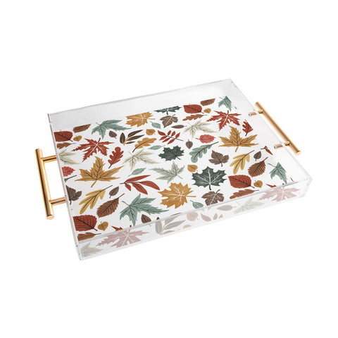 Marta Barragan Camarasa Autumn leaves fall II Acrylic Tray