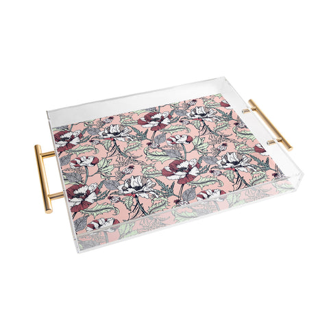 Marta Barragan Camarasa Autumnal flowering of poppies Acrylic Tray