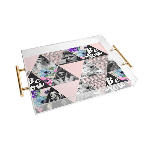 Marta Barragan Camarasa Be you triangles Acrylic Tray