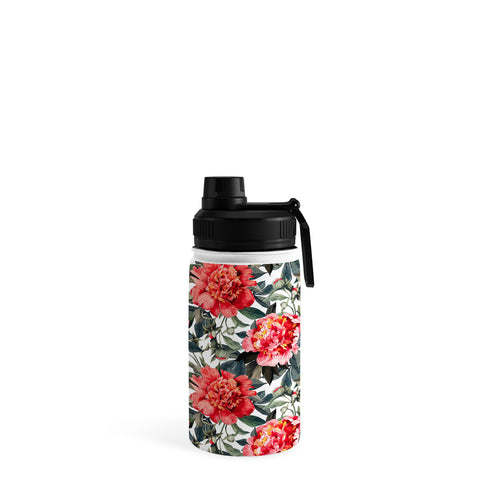 Marta Barragan Camarasa Big red watercolor flowers Water Bottle