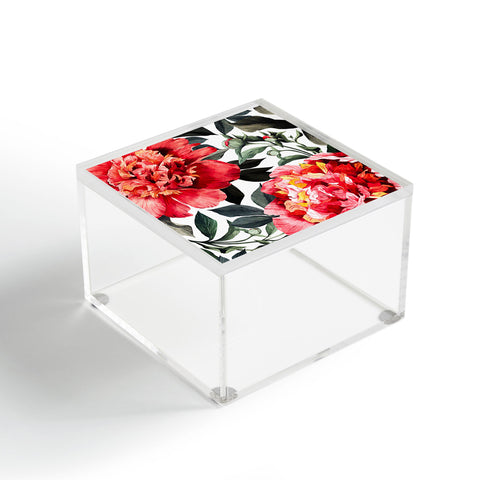 Marta Barragan Camarasa Big red watercolor flowers Acrylic Box
