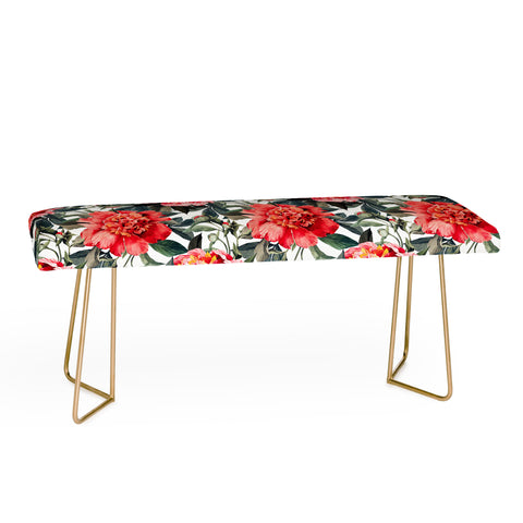Marta Barragan Camarasa Big red watercolor flowers Bench