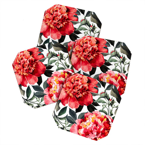 Marta Barragan Camarasa Big red watercolor flowers Coaster Set