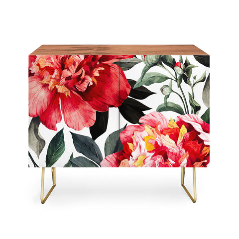 Marta Barragan Camarasa Big red watercolor flowers Credenza