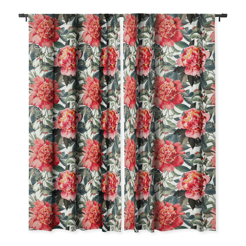 Marta Barragan Camarasa Big red watercolor flowers Blackout Window Curtain