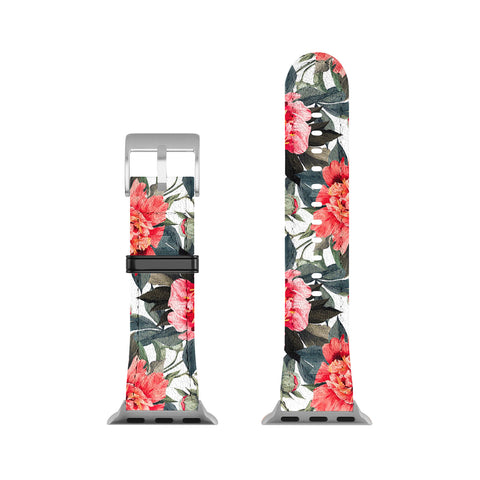 Marta Barragan Camarasa Big red watercolor flowers Apple Watch Band