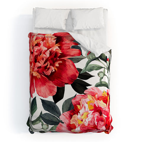 Marta Barragan Camarasa Big red watercolor flowers Duvet Cover