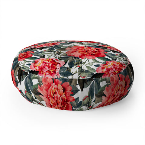 Marta Barragan Camarasa Big red watercolor flowers Floor Pillow Round