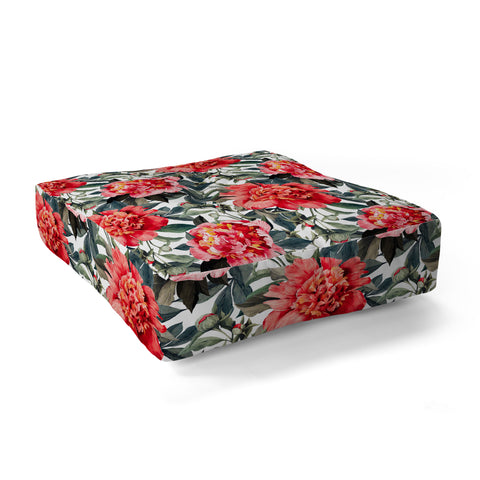 Marta Barragan Camarasa Big red watercolor flowers Floor Pillow Square