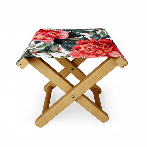 Marta Barragan Camarasa Big red watercolor flowers Folding Stool