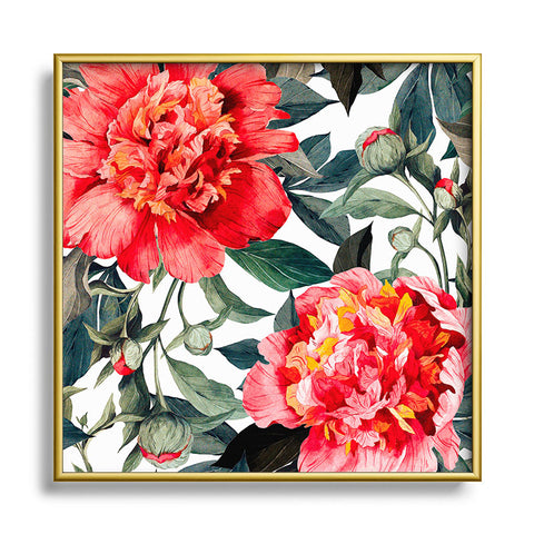 Marta Barragan Camarasa Big red watercolor flowers Square Metal Framed Art Print