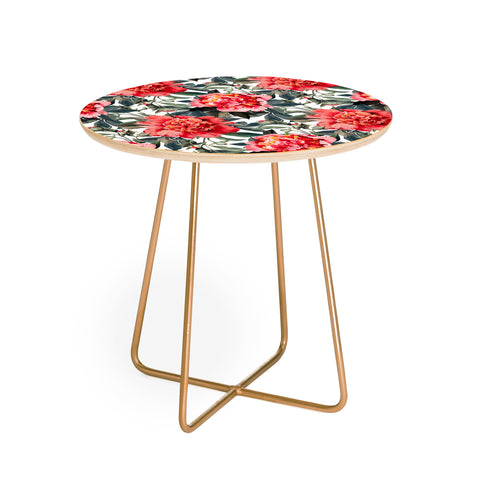 Marta Barragan Camarasa Big red watercolor flowers Round Side Table