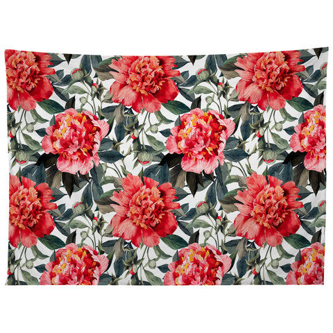 Marta Barragan Camarasa Big red watercolor flowers Tapestry