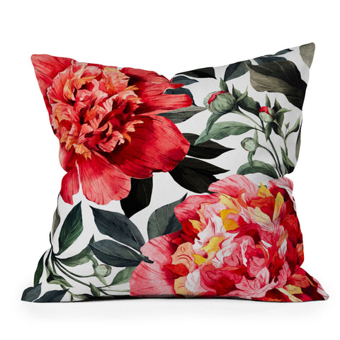 Marta Barragan Camarasa Big red watercolor flowers Outdoor Throw Pillow