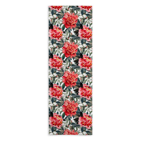 Marta Barragan Camarasa Big red watercolor flowers Yoga Towel