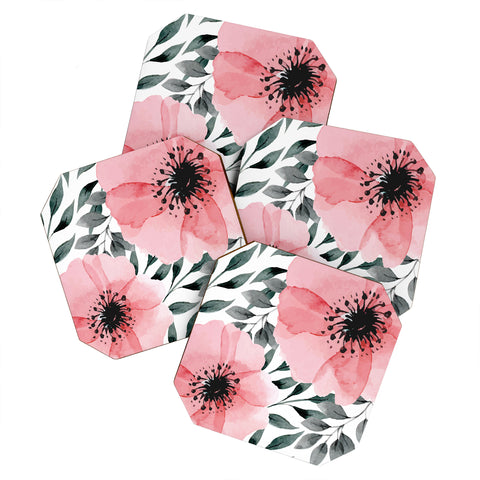 Marta Barragan Camarasa Big Watercolor Flowers Coaster Set