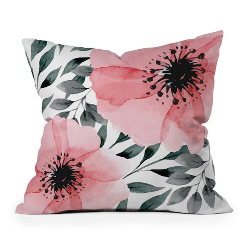 Marta Barragan Camarasa Big Watercolor Flowers Outdoor Throw Pillow