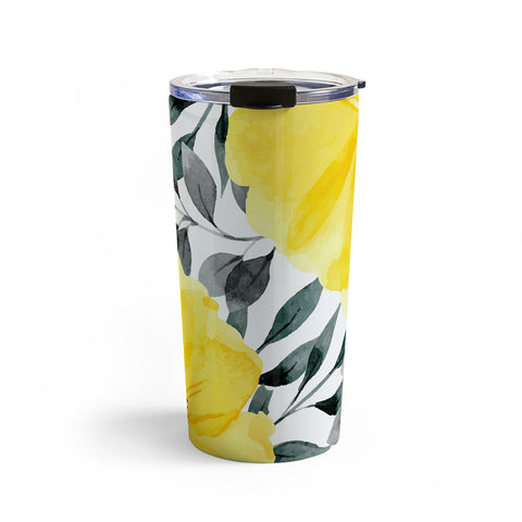Marta Barragan Camarasa Big yellow watercolor flowers Travel Mug