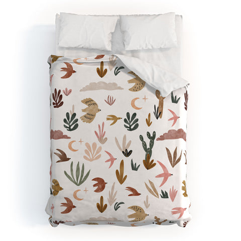 Marta Barragan Camarasa Birds in the desert Duvet Cover