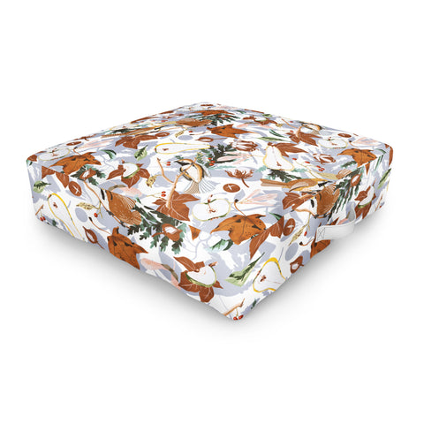 Marta Barragan Camarasa Birds meadow autumnal D Outdoor Floor Cushion