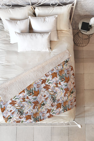 Marta Barragan Camarasa Birds meadow autumnal D Fleece Throw Blanket