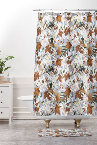 Marta Barragan Camarasa Birds meadow autumnal D Shower Curtain And Mat