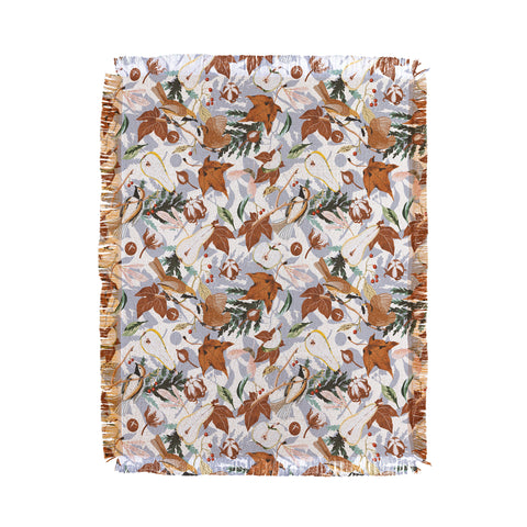 Marta Barragan Camarasa Birds meadow autumnal D Throw Blanket