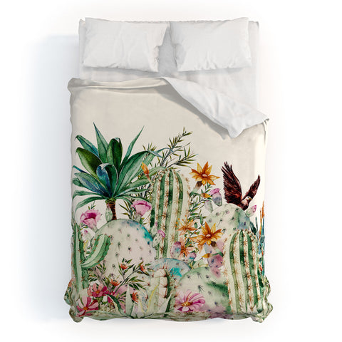 Marta Barragan Camarasa Blooming in the cactus Duvet Cover